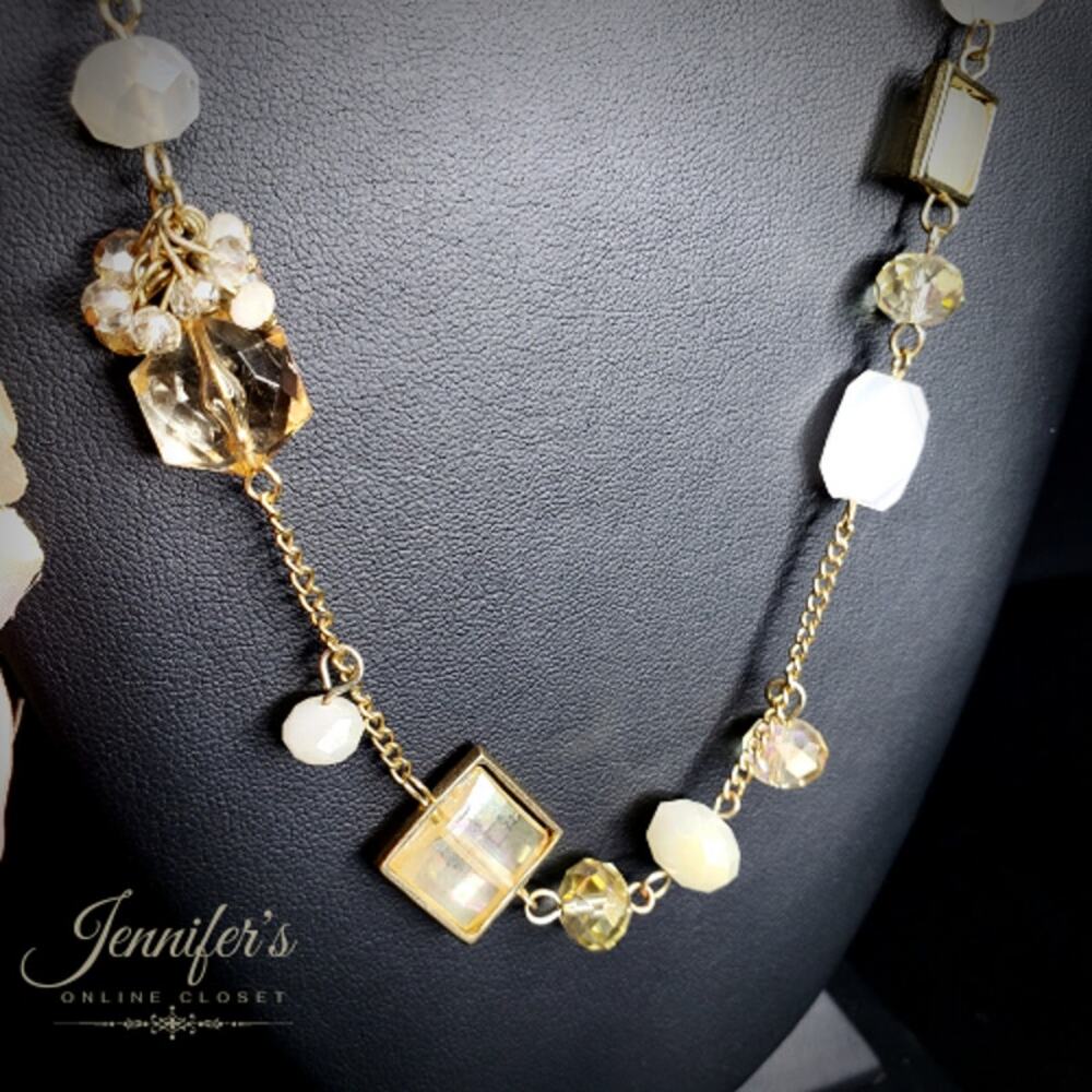 3/$25 Mixed Glass Beaded and Gold Tone Chain Necklace - Picture 4 of 10